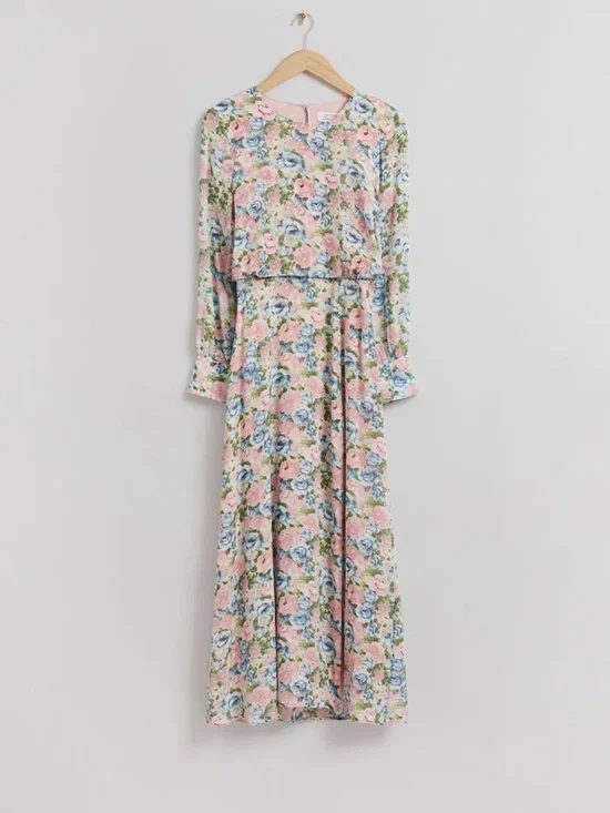 & Other Stories Printed Side Slit Maxi Dress in Pastel Floral - Picture 4 of 5